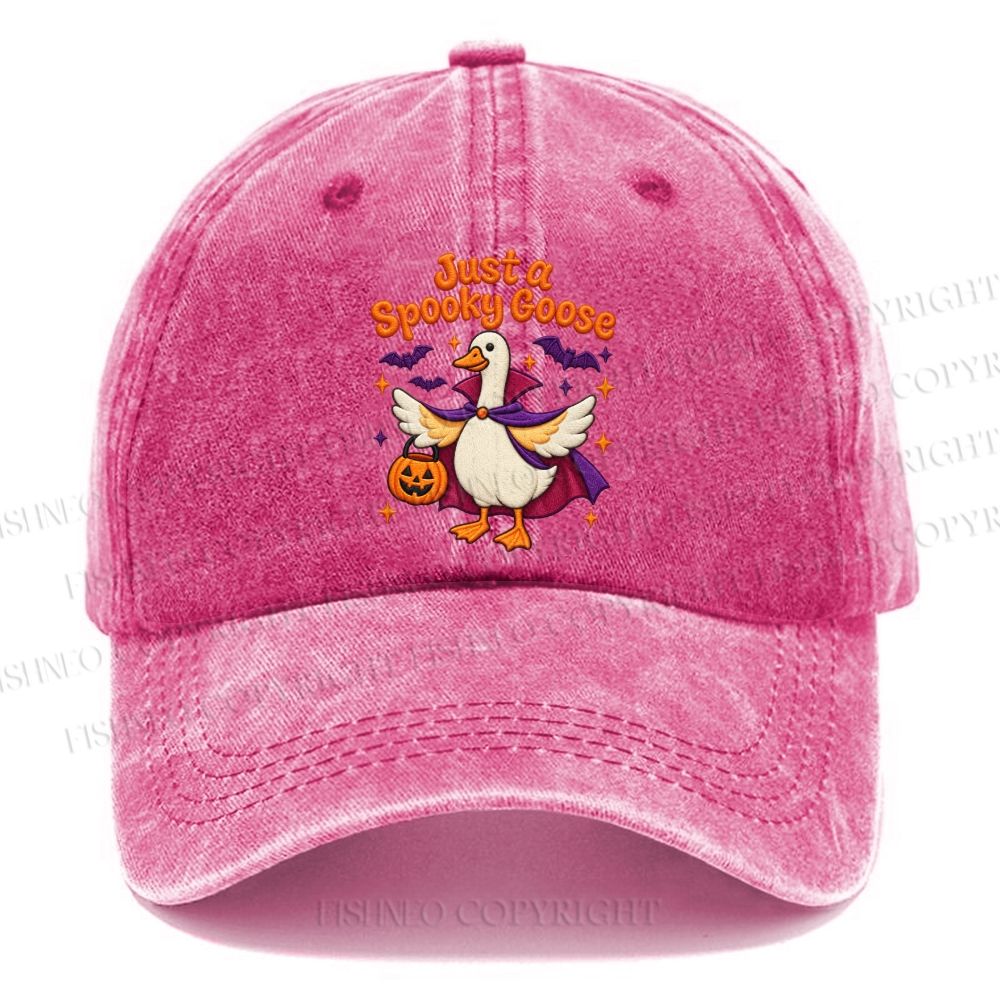 Unisex Vintage Halloween Just A Spooky Goose Casual Embroidered Washed Cap