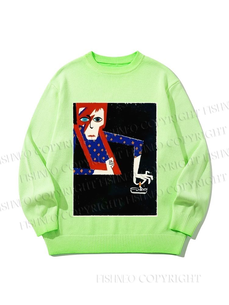 Unisex David Bowie Vintage Graffiti Gradient Casual sweater