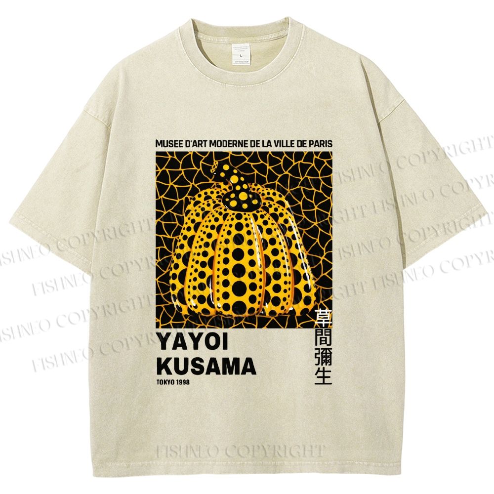 Unisex Yayoi Kusama Pumpkin Printed Washed Tee