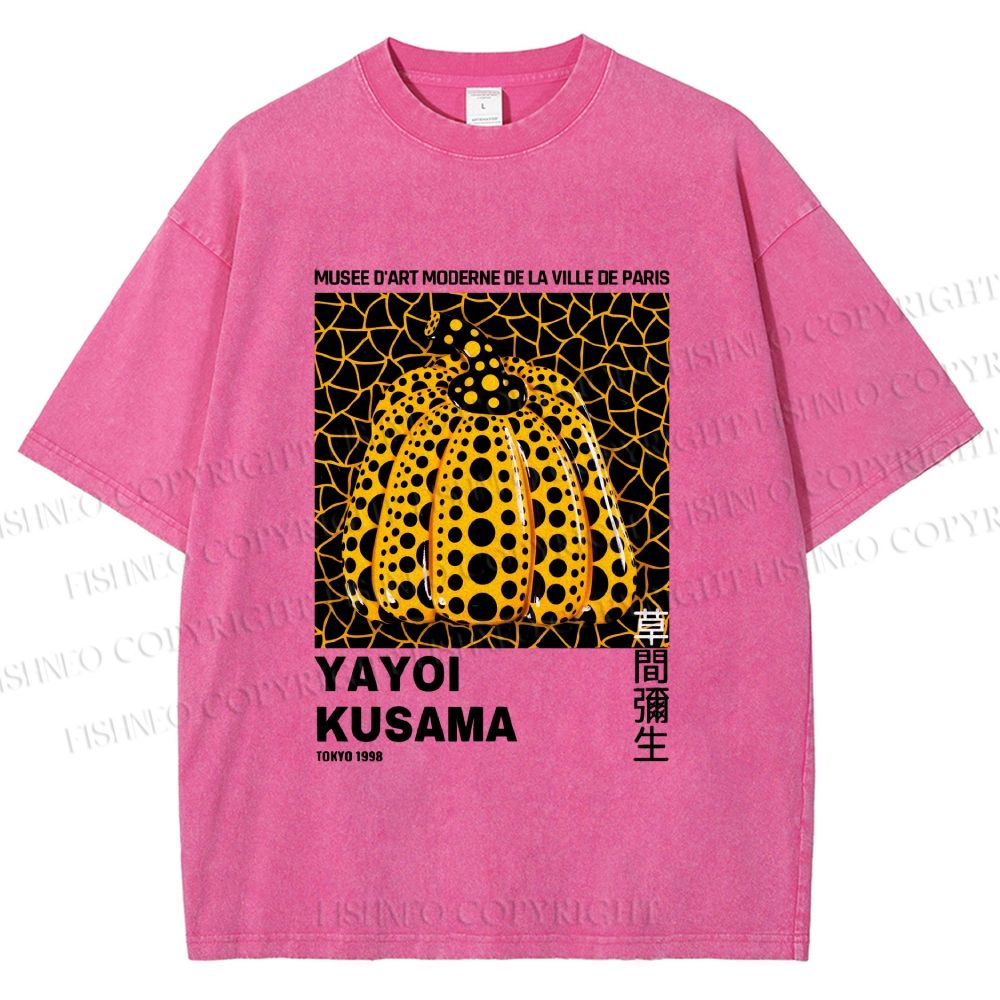 Unisex Yayoi Kusama Pumpkin Printed Washed Tee
