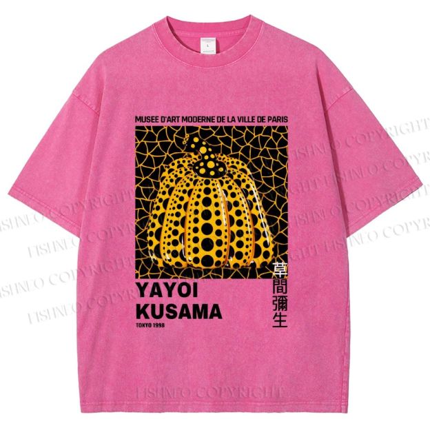 Unisex Yayoi Kusama Pumpkin Printed Washed Tee