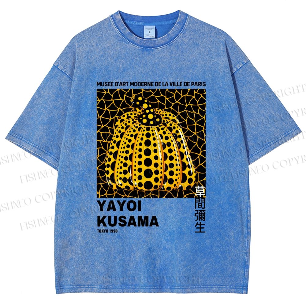 Unisex Yayoi Kusama Pumpkin Printed Washed Tee