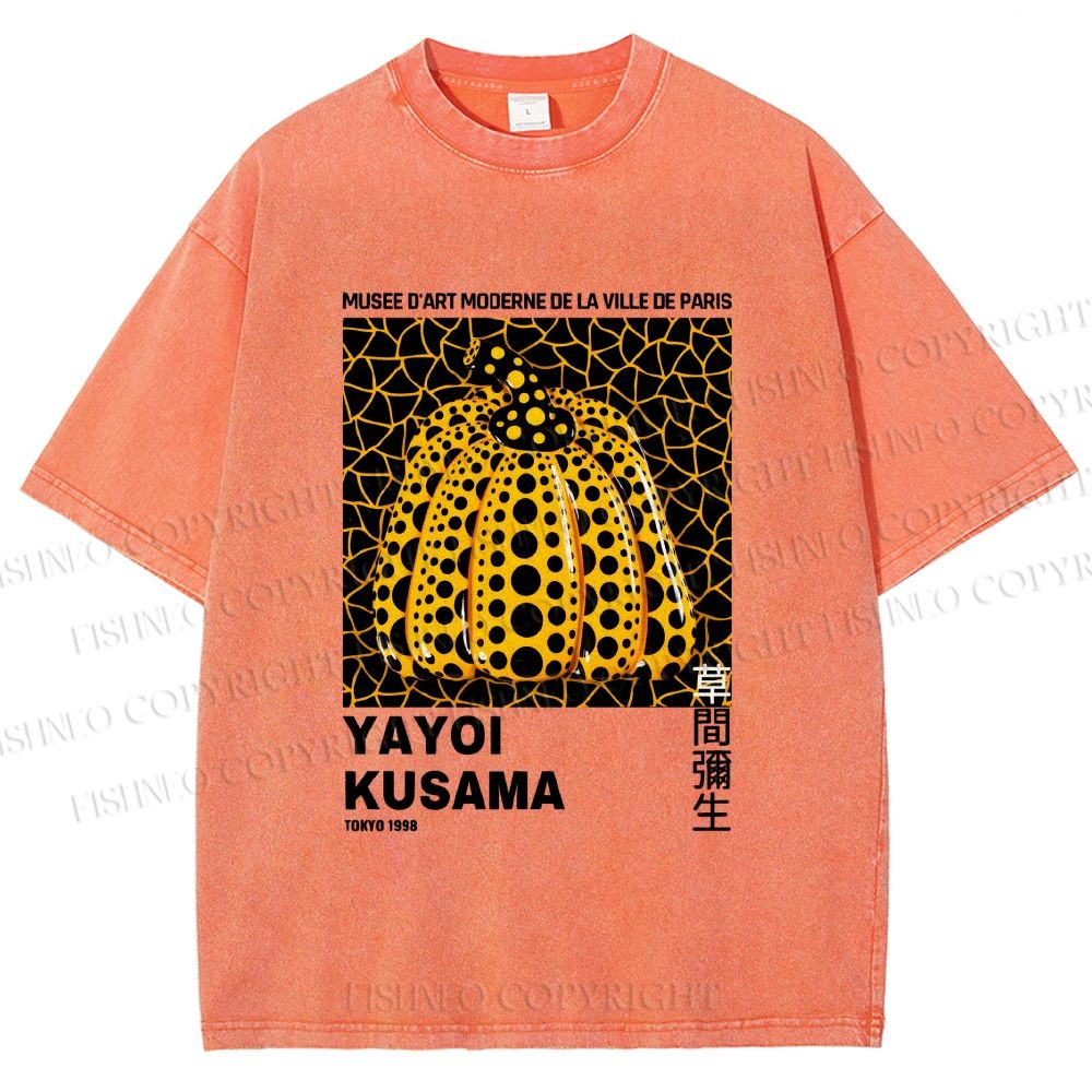 Unisex Yayoi Kusama Pumpkin Printed Washed Tee