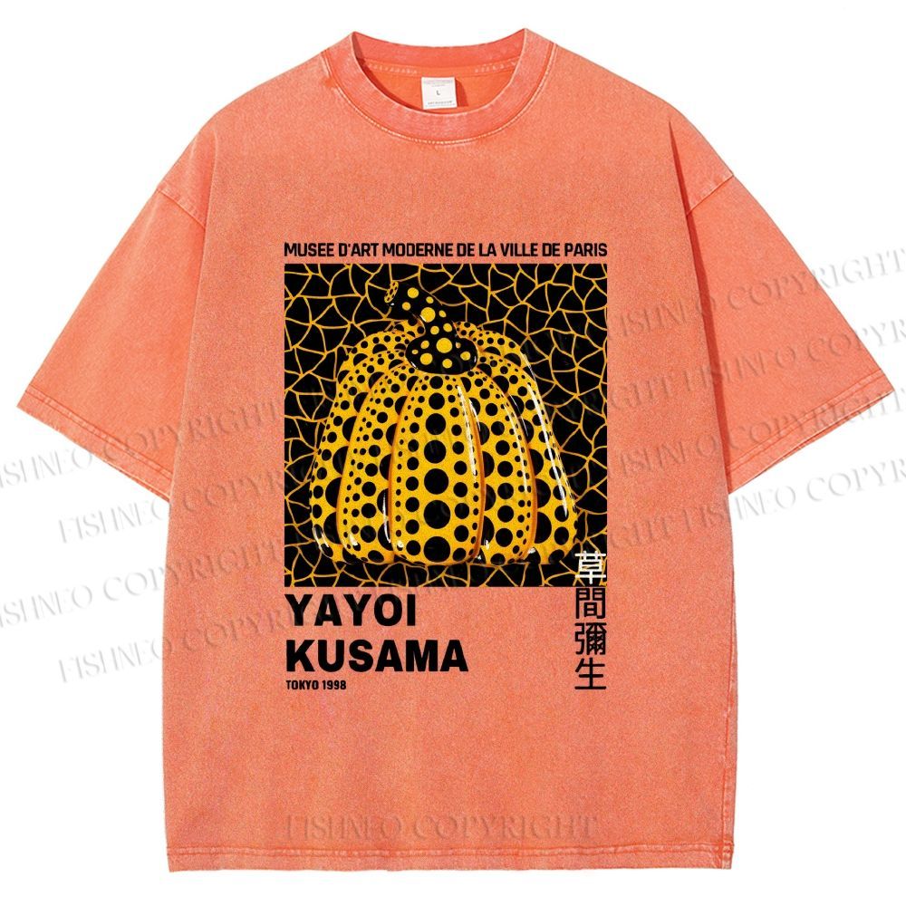 Unisex Yayoi Kusama Pumpkin Printed Washed Tee