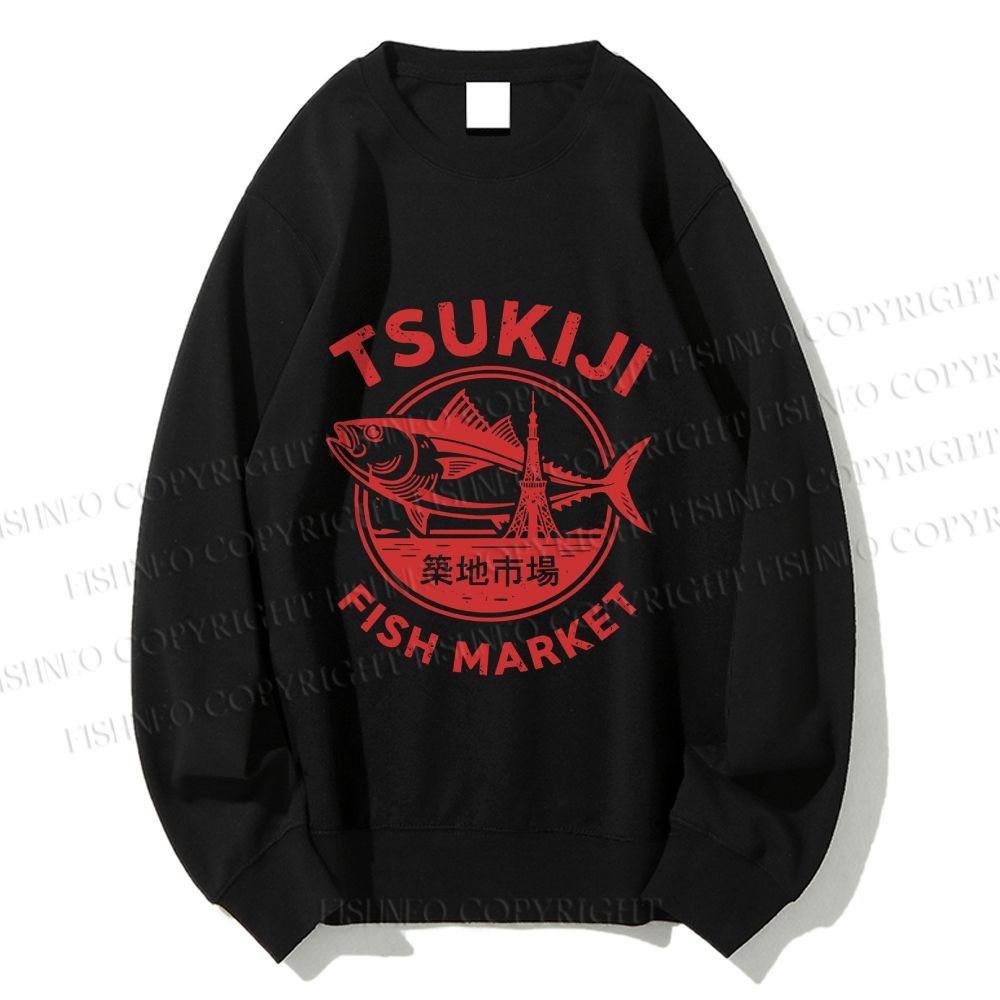 Unisex Tsukiji Fish Market Printed Sweatshirt