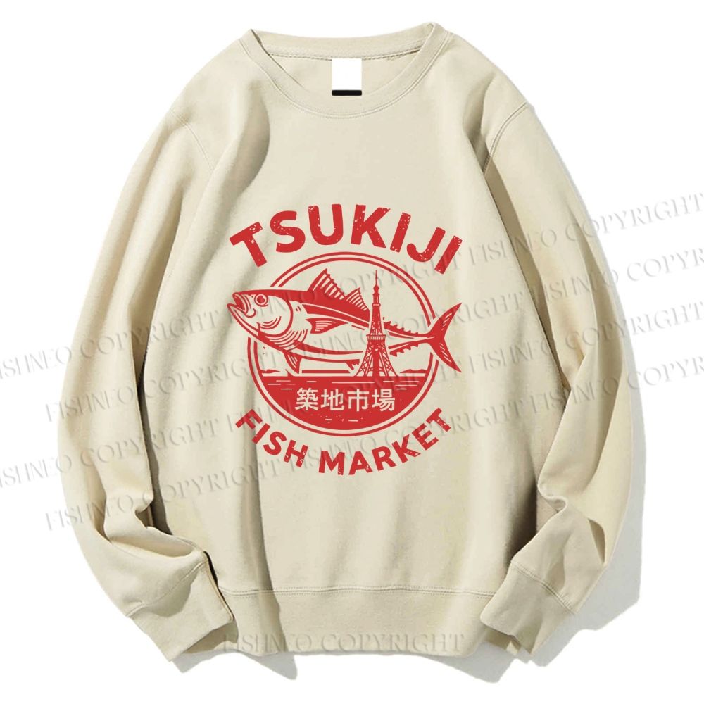 Unisex Tsukiji Fish Market Printed Sweatshirt