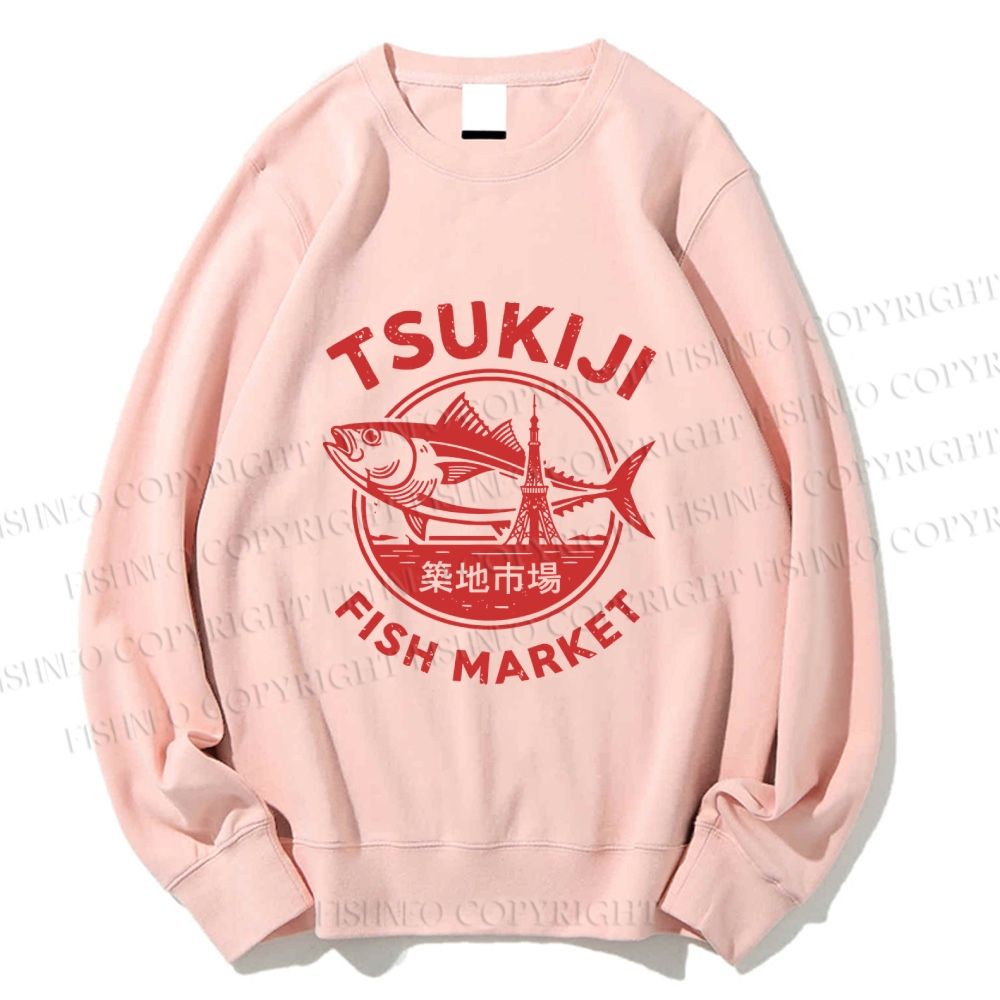 Unisex Tsukiji Fish Market Printed Sweatshirt