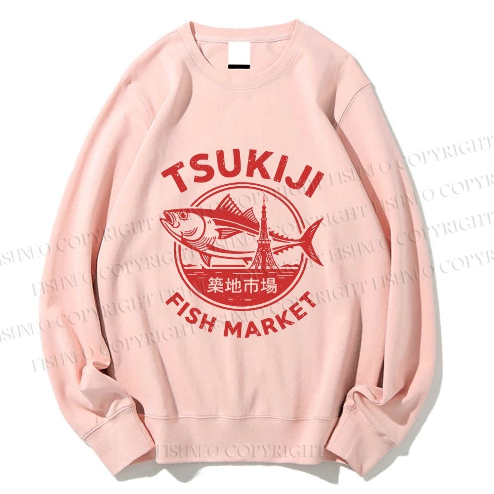 Unisex Tsukiji Fish Market Printed Sweatshirt
