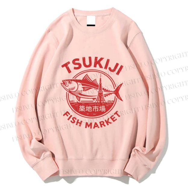 Unisex Tsukiji Fish Market Printed Sweatshirt