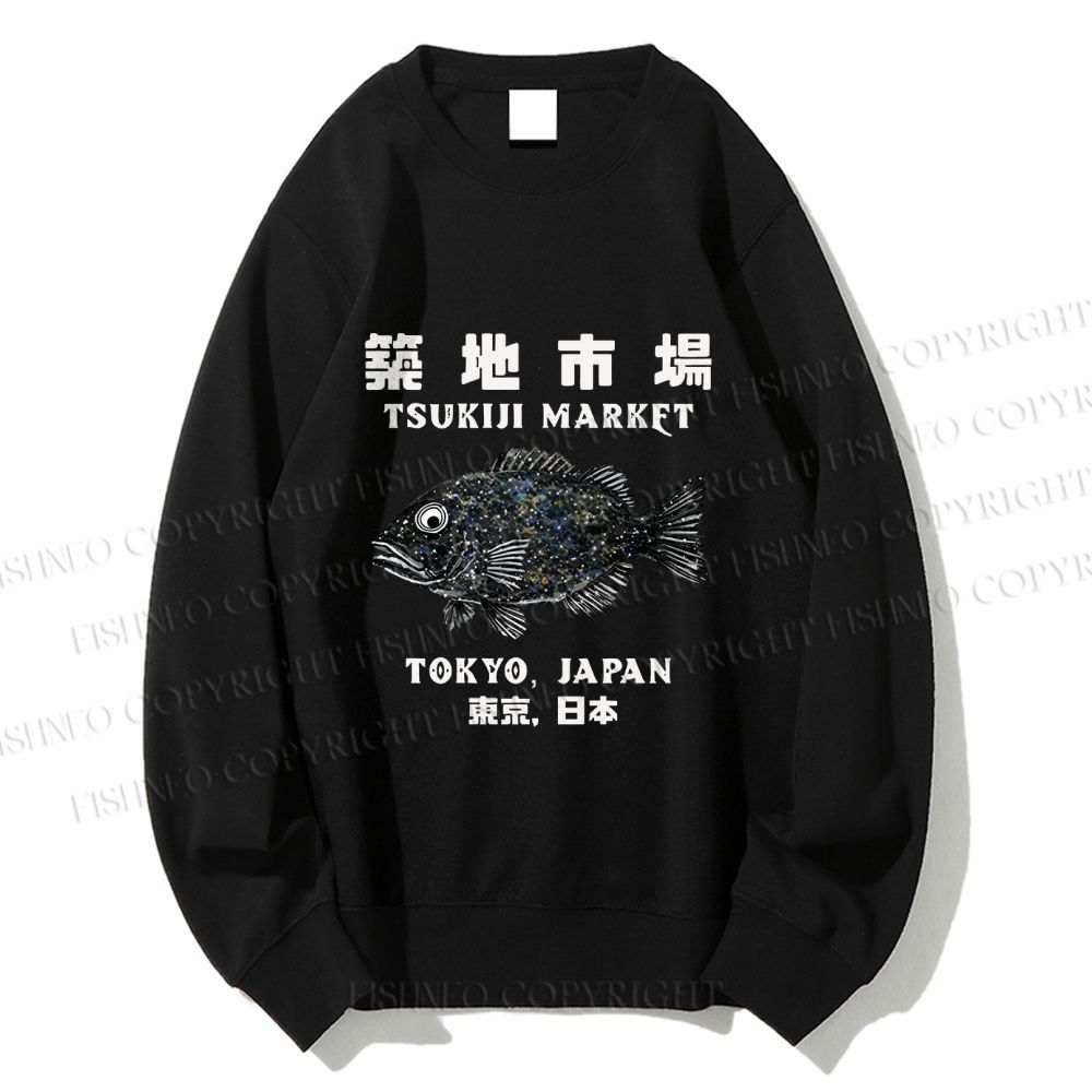 Unisex Tsukiji Fish Market Printed Sweatshirt