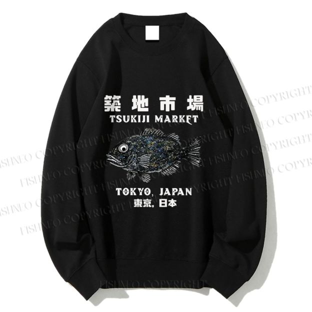 Unisex Tsukiji Fish Market Printed Sweatshirt