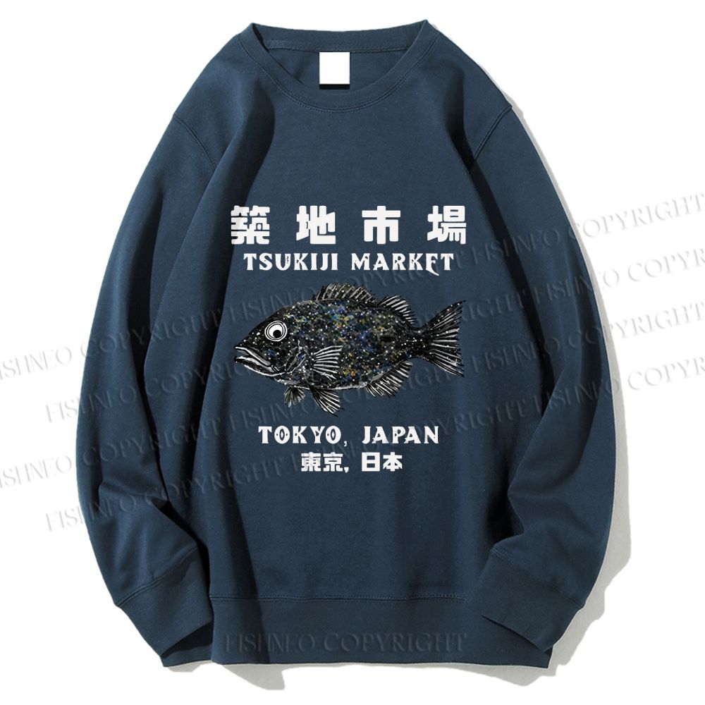 Unisex Tsukiji Fish Market Printed Sweatshirt