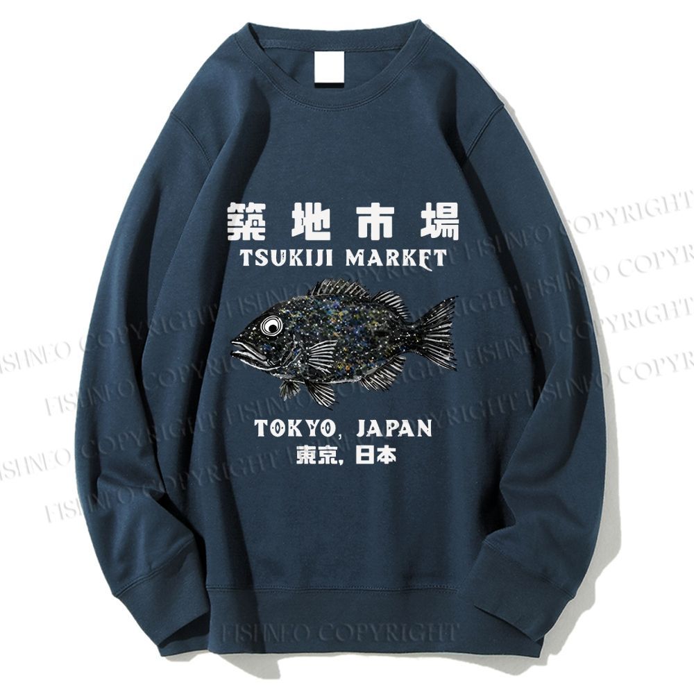 Unisex Tsukiji Fish Market Printed Sweatshirt