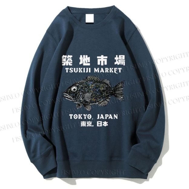 Unisex Tsukiji Fish Market Printed Sweatshirt