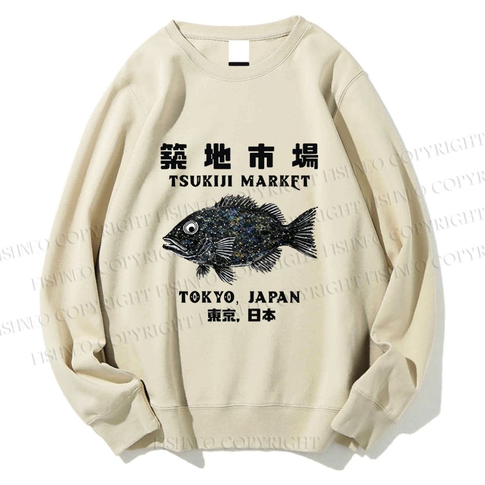 Unisex Tsukiji Fish Market Printed Sweatshirt