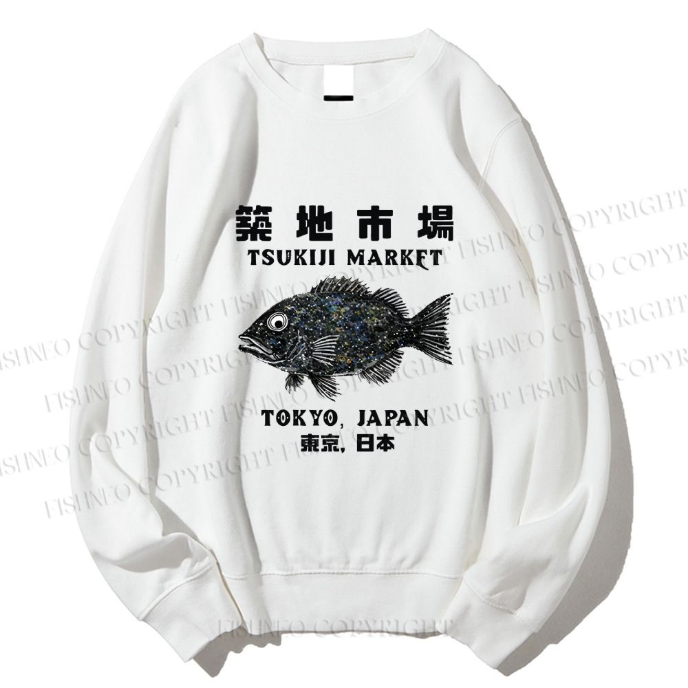 Unisex Tsukiji Fish Market Printed Sweatshirt