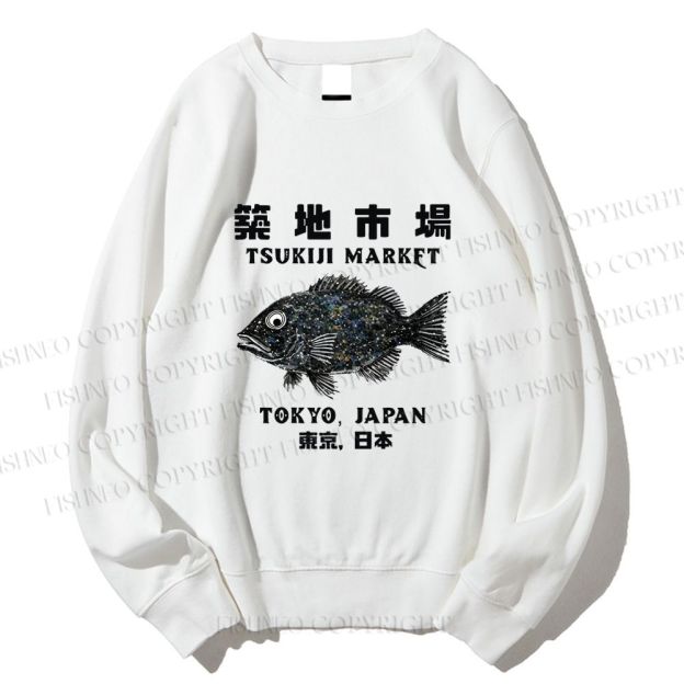 Unisex Tsukiji Fish Market Printed Sweatshirt