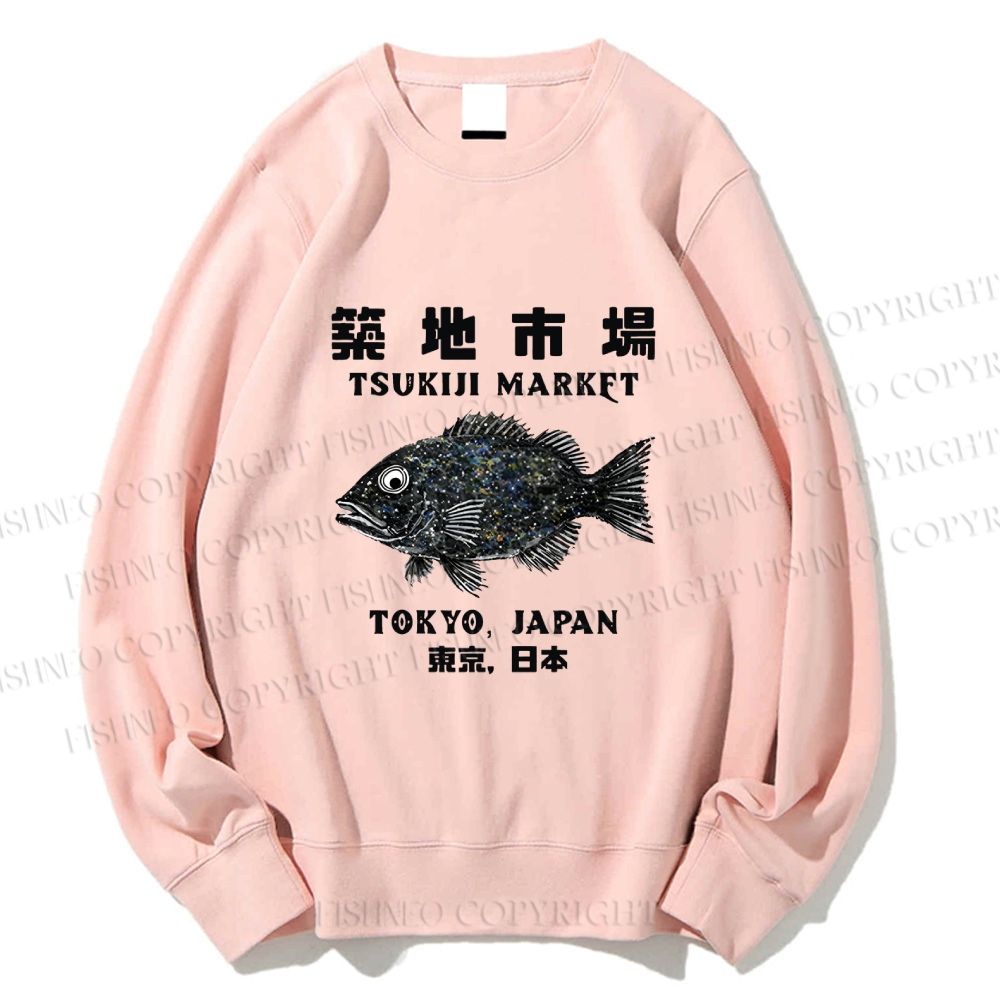 Unisex Tsukiji Fish Market Printed Sweatshirt