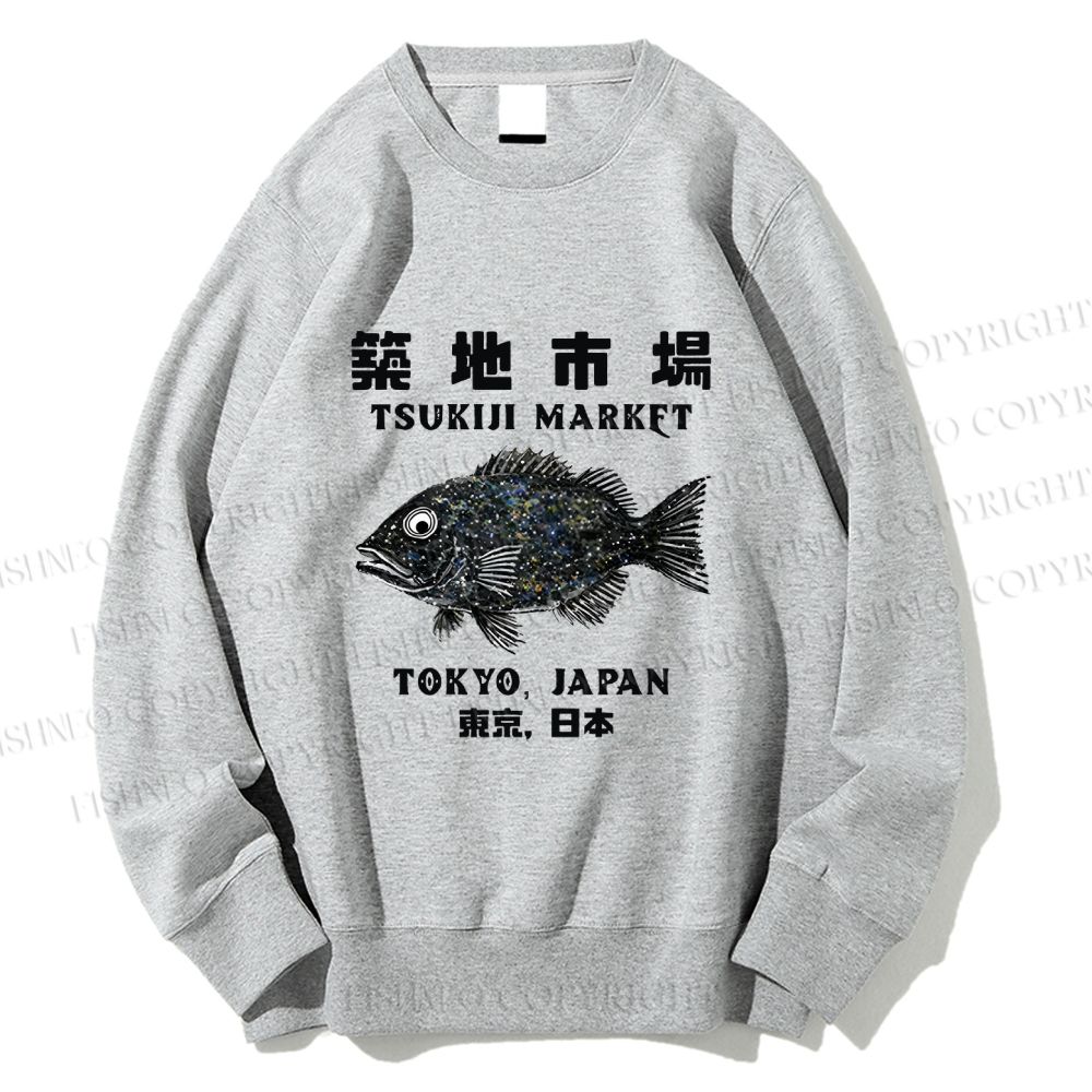 Unisex Tsukiji Fish Market Printed Sweatshirt