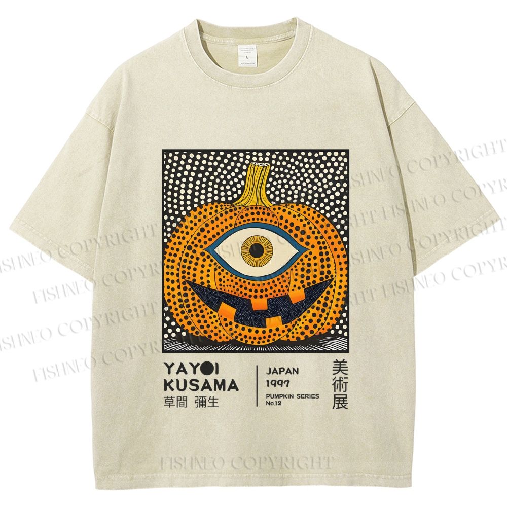 Unisex Yayoi Kusama Halloween Pumpkin Printed Washed Tee