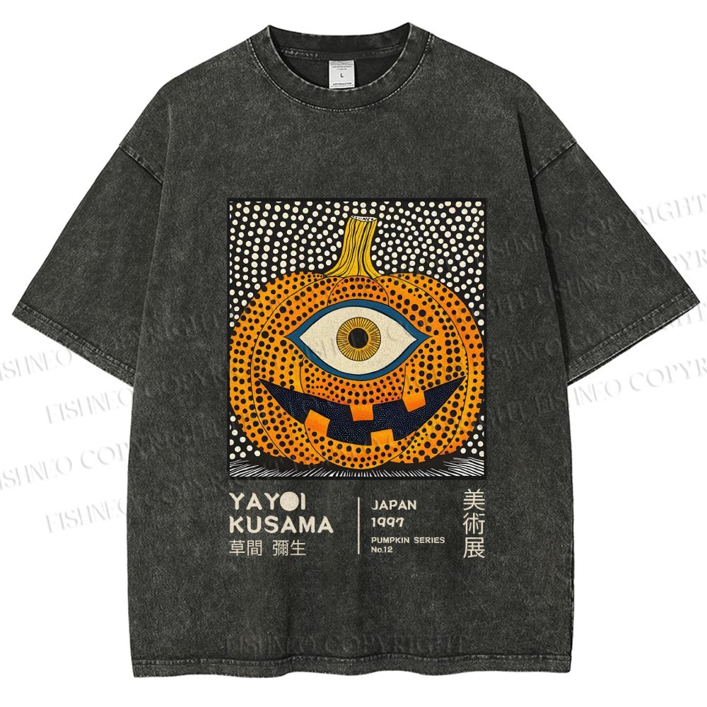 Unisex Yayoi Kusama Halloween Pumpkin Printed Washed Tee