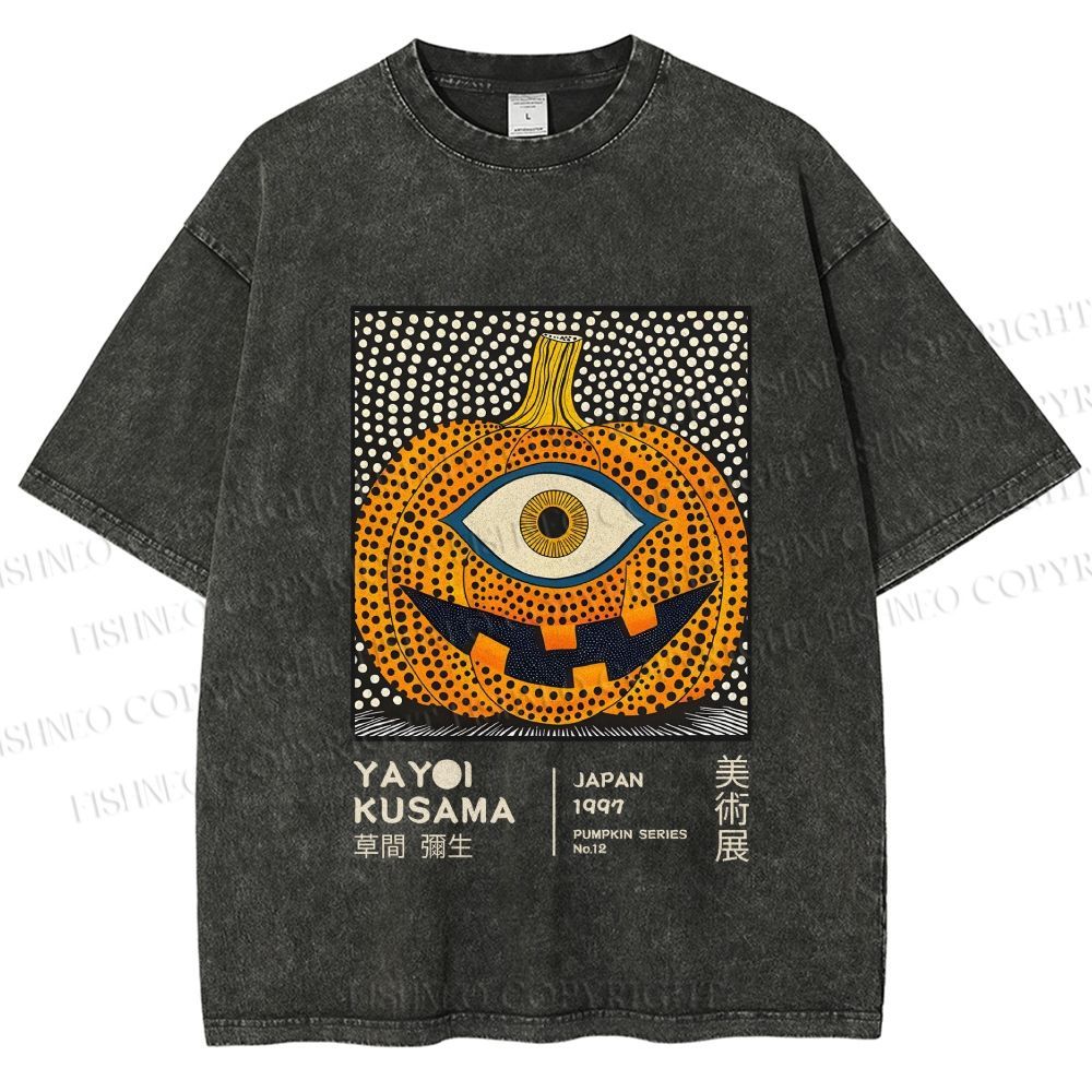 Unisex Yayoi Kusama Halloween Pumpkin Printed Washed Tee