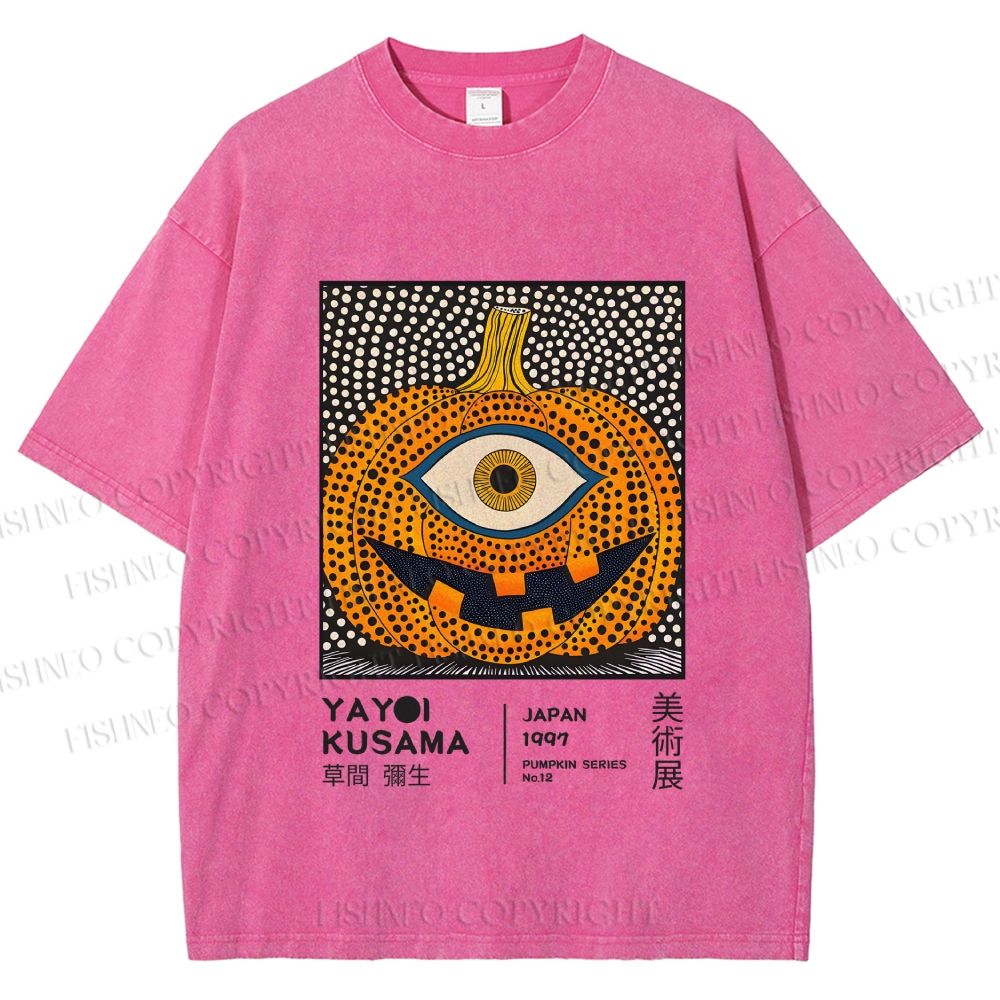 Unisex Yayoi Kusama Halloween Pumpkin Printed Washed Tee