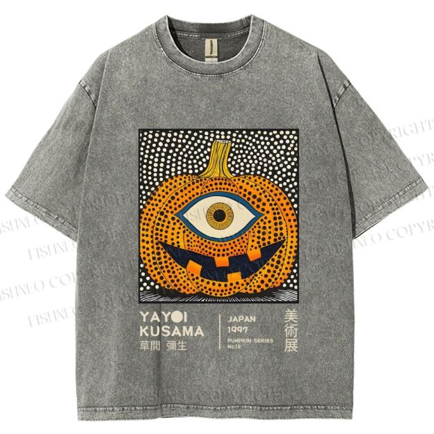 Unisex Yayoi Kusama Halloween Pumpkin Printed Washed Tee