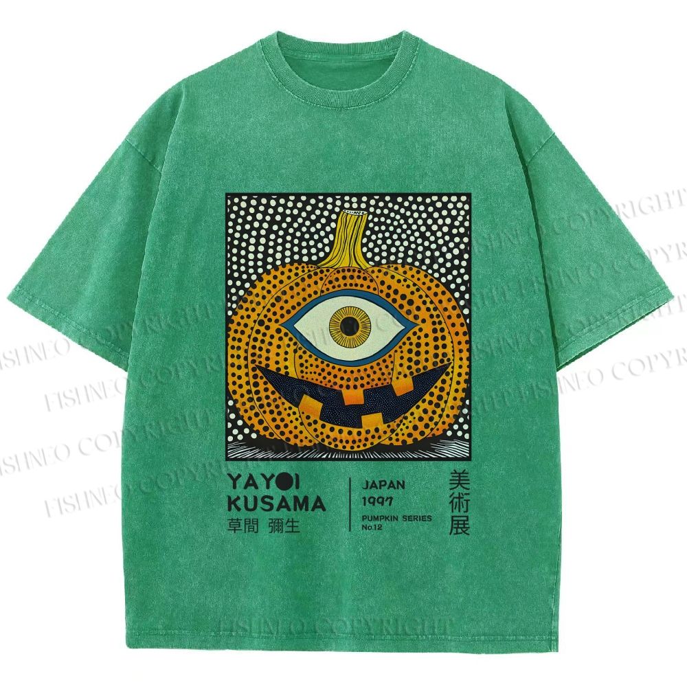 Unisex Yayoi Kusama Halloween Pumpkin Printed Washed Tee