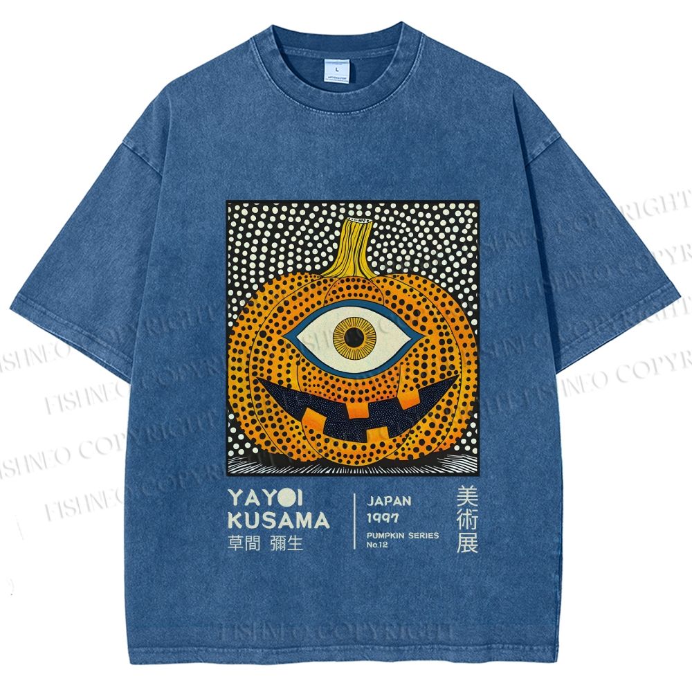 Unisex Yayoi Kusama Halloween Pumpkin Printed Washed Tee