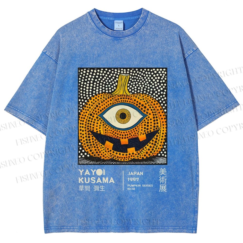 Unisex Yayoi Kusama Halloween Pumpkin Printed Washed Tee