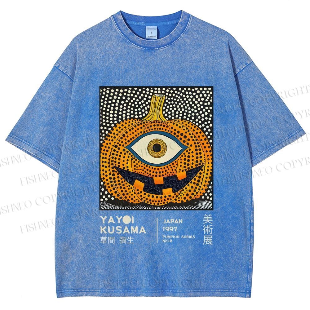 Unisex Yayoi Kusama Halloween Pumpkin Printed Washed Tee