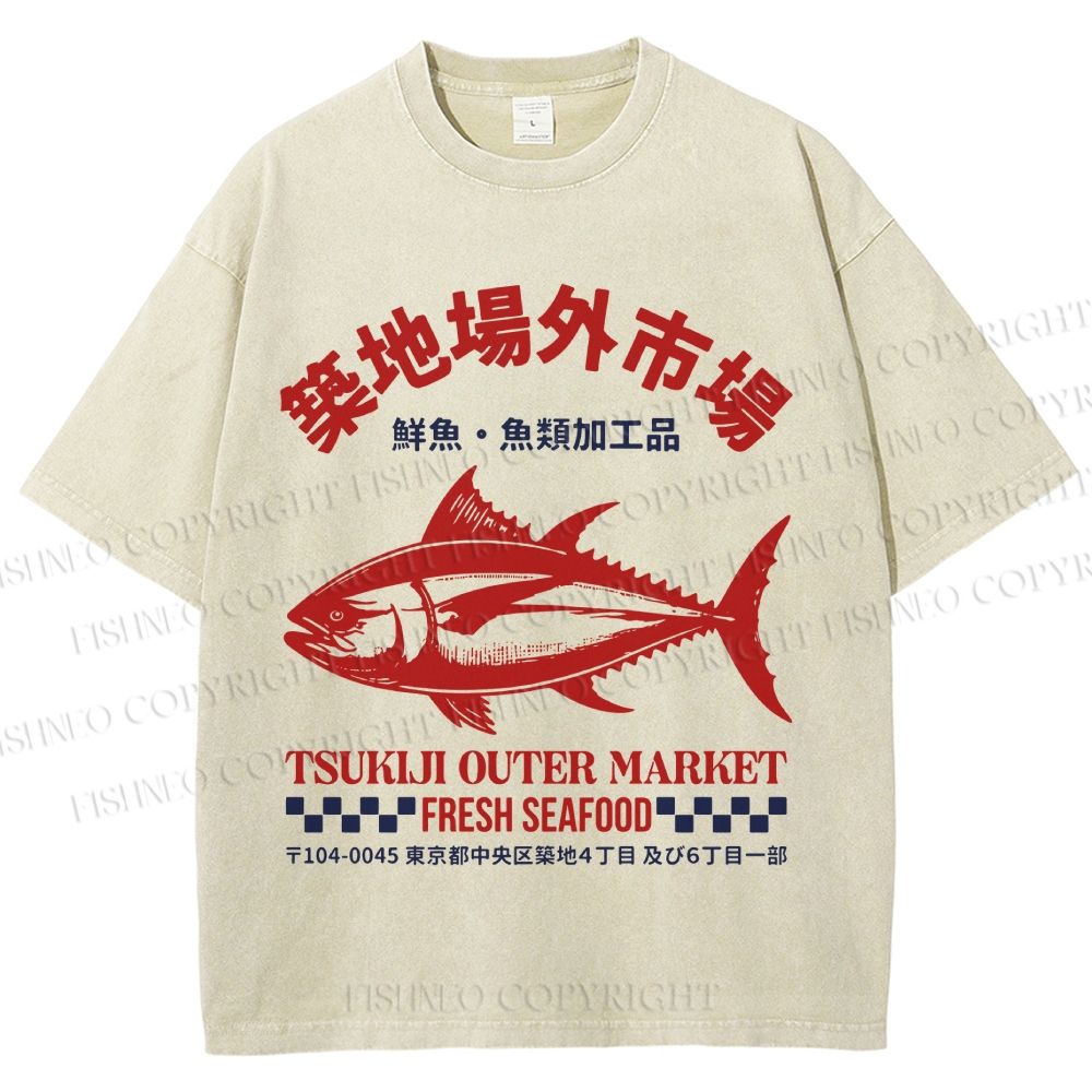 Unisex Tsukiji Outer Market Printed Washed Tee