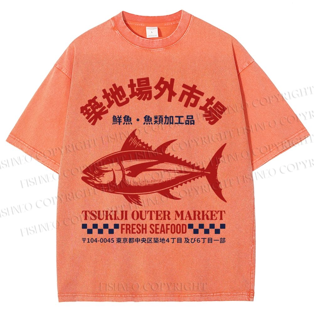 Unisex Tsukiji Outer Market Printed Washed Tee