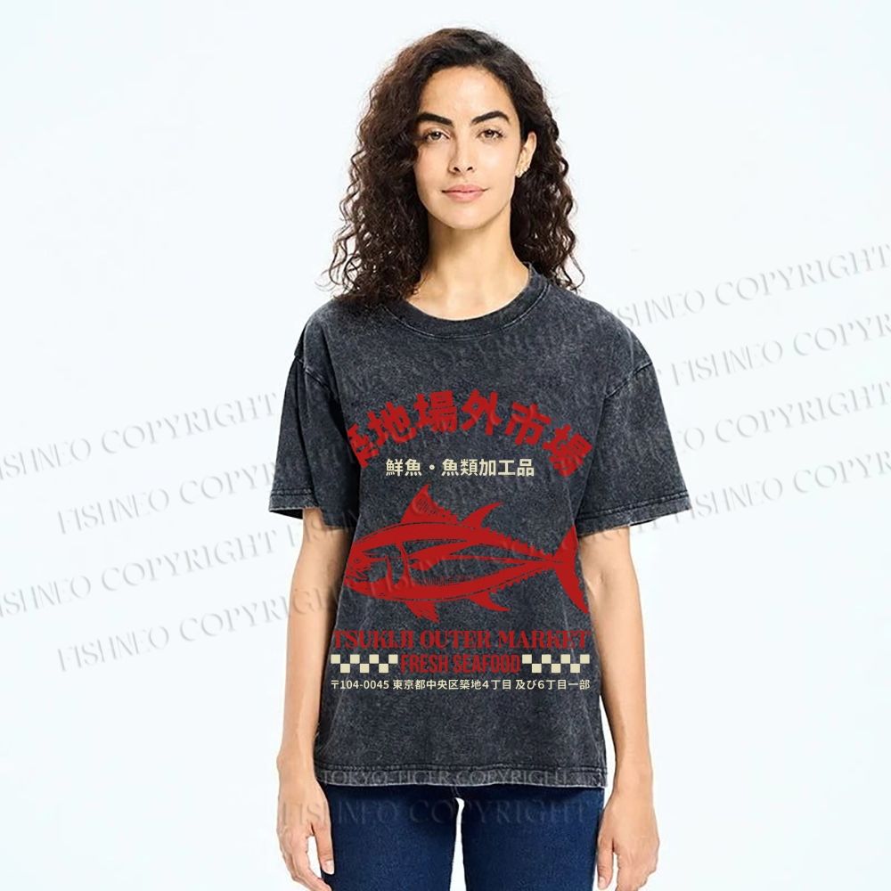 Unisex Tsukiji Outer Market Printed Washed Tee