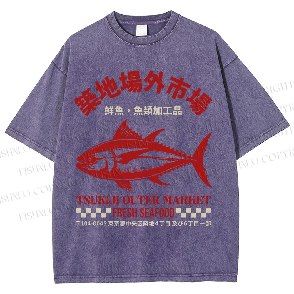 Unisex Tsukiji Outer Market Printed Washed Tee