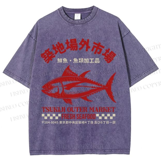 Unisex Tsukiji Outer Market Printed Washed Tee
