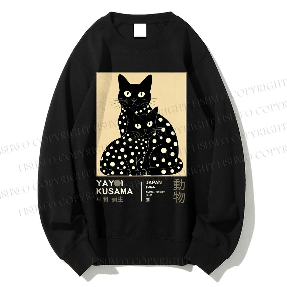 Unisex Yayoi Kusama Black Cat Printed Sweatshirt