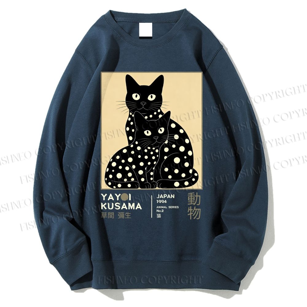 Unisex Yayoi Kusama Black Cat Printed Sweatshirt