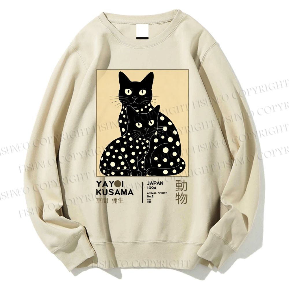 Unisex Yayoi Kusama Black Cat Printed Sweatshirt