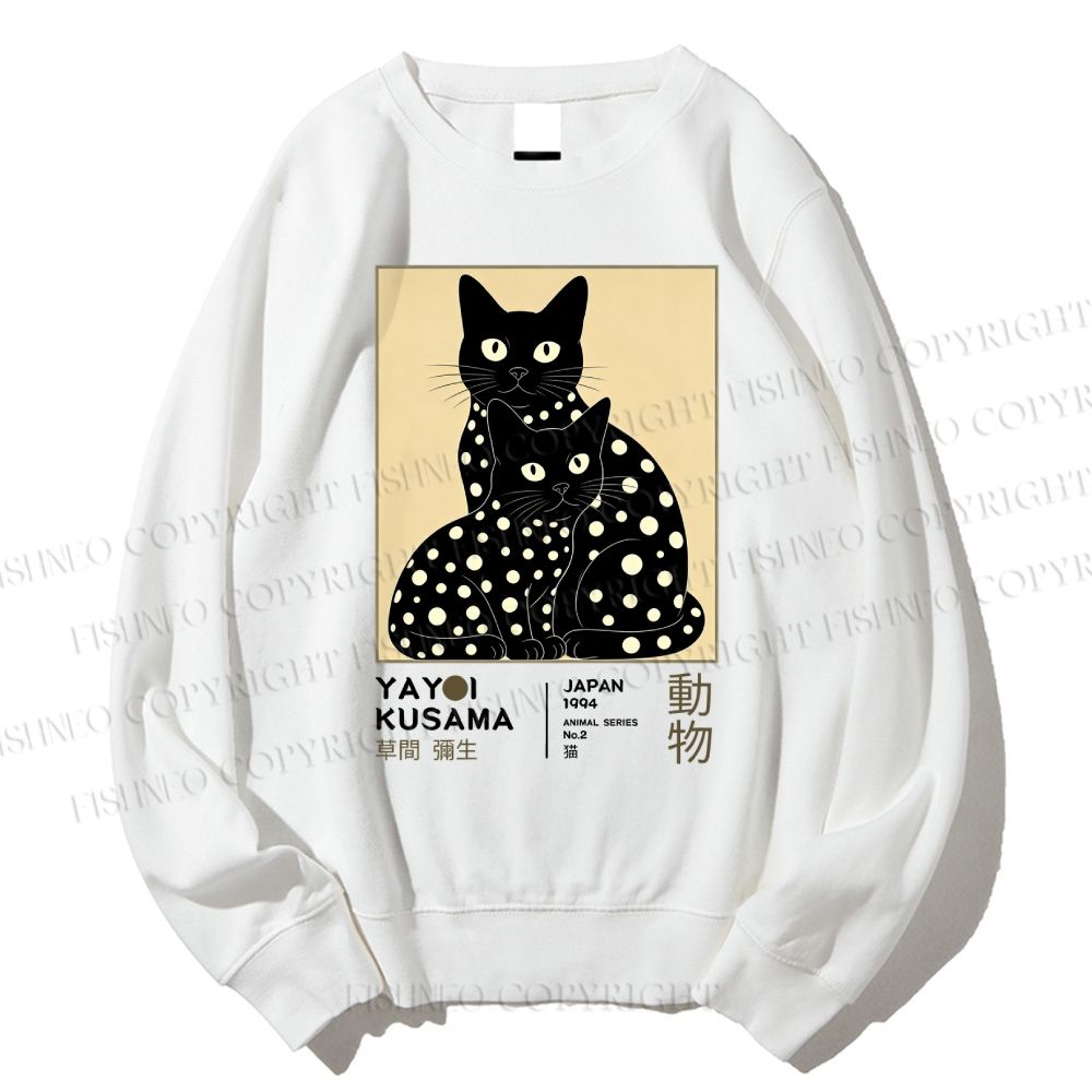 Unisex Yayoi Kusama Black Cat Printed Sweatshirt