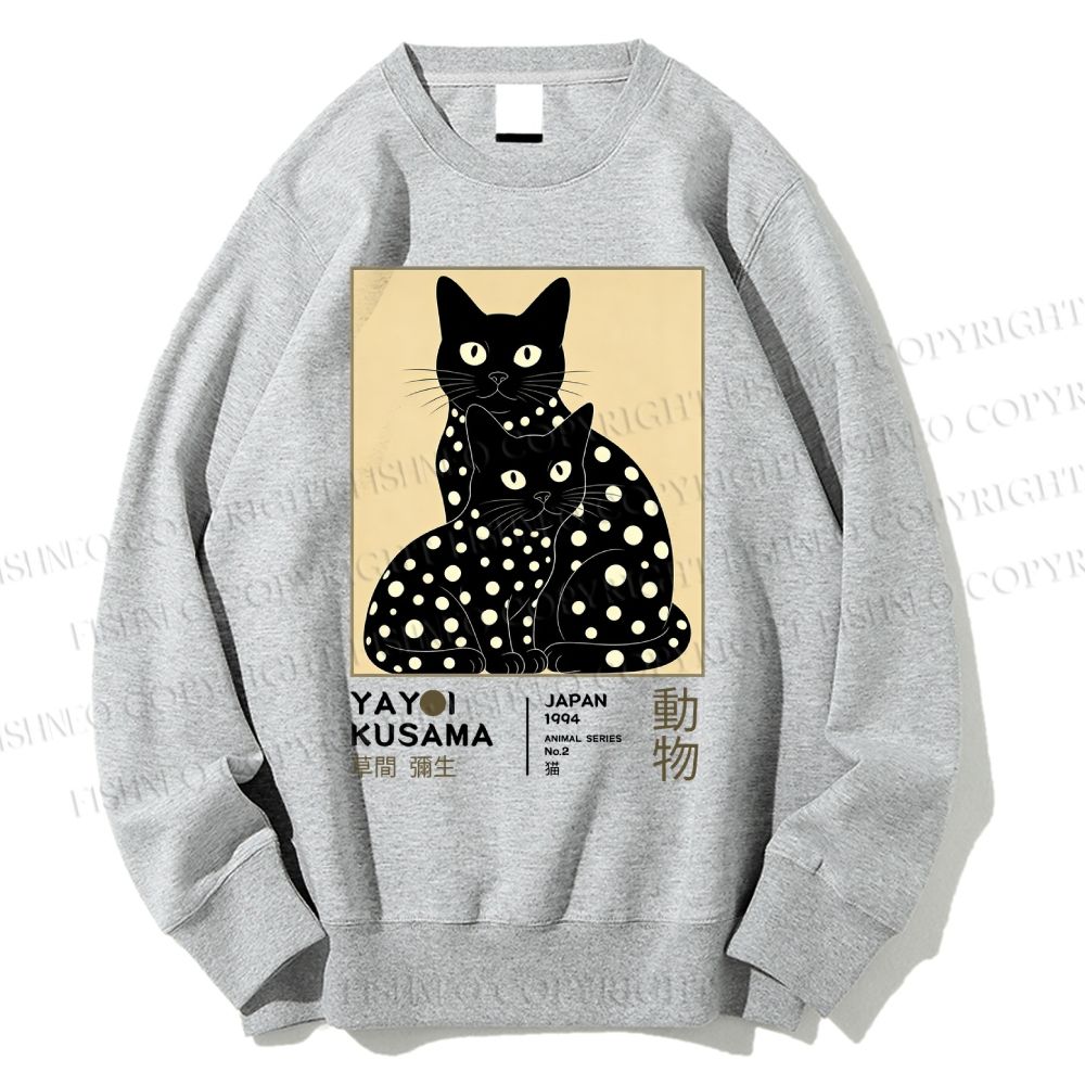 Unisex Yayoi Kusama Black Cat Printed Sweatshirt