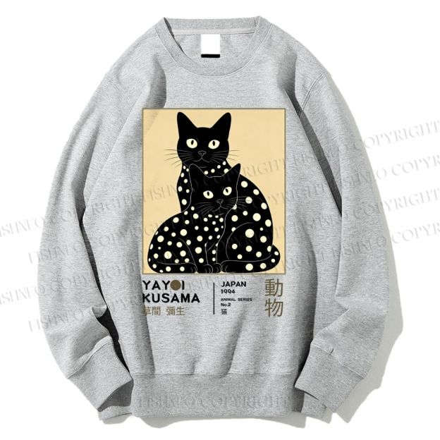 Unisex Yayoi Kusama Black Cat Printed Sweatshirt