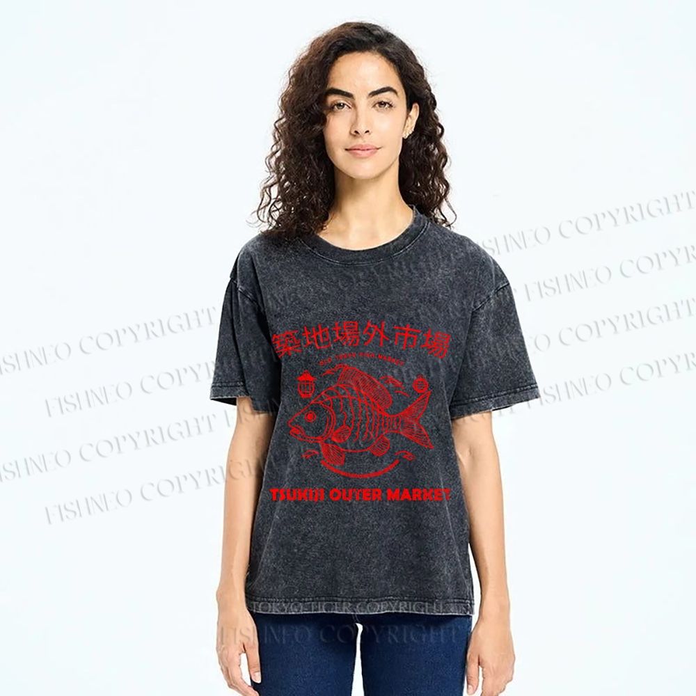 Unisex Tsukiji Outer Market Printed Washed Tee