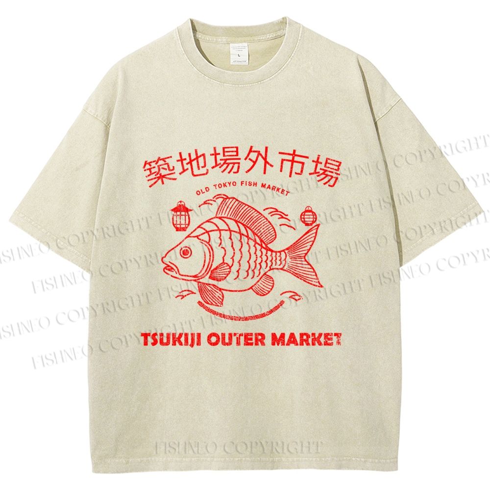 Unisex Tsukiji Outer Market Printed Washed Tee