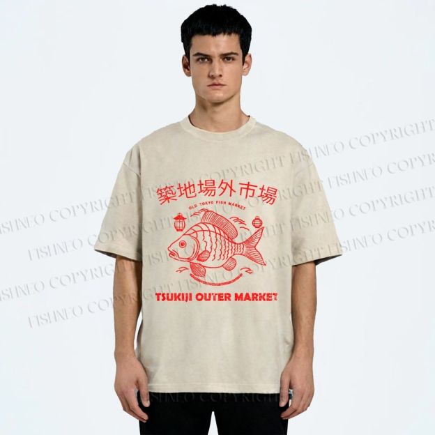 Unisex Tsukiji Outer Market Printed Washed Tee