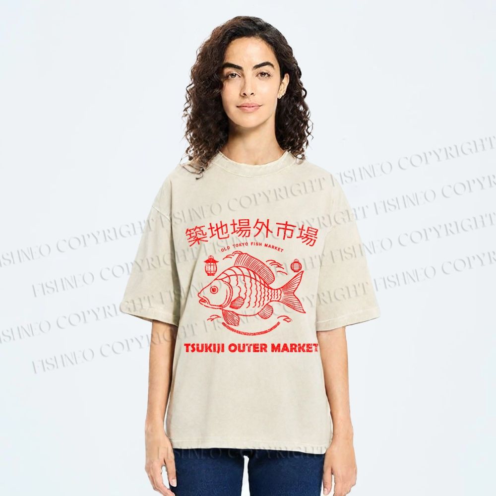 Unisex Tsukiji Outer Market Printed Washed Tee
