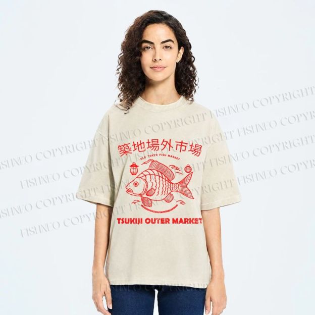 Unisex Tsukiji Outer Market Printed Washed Tee