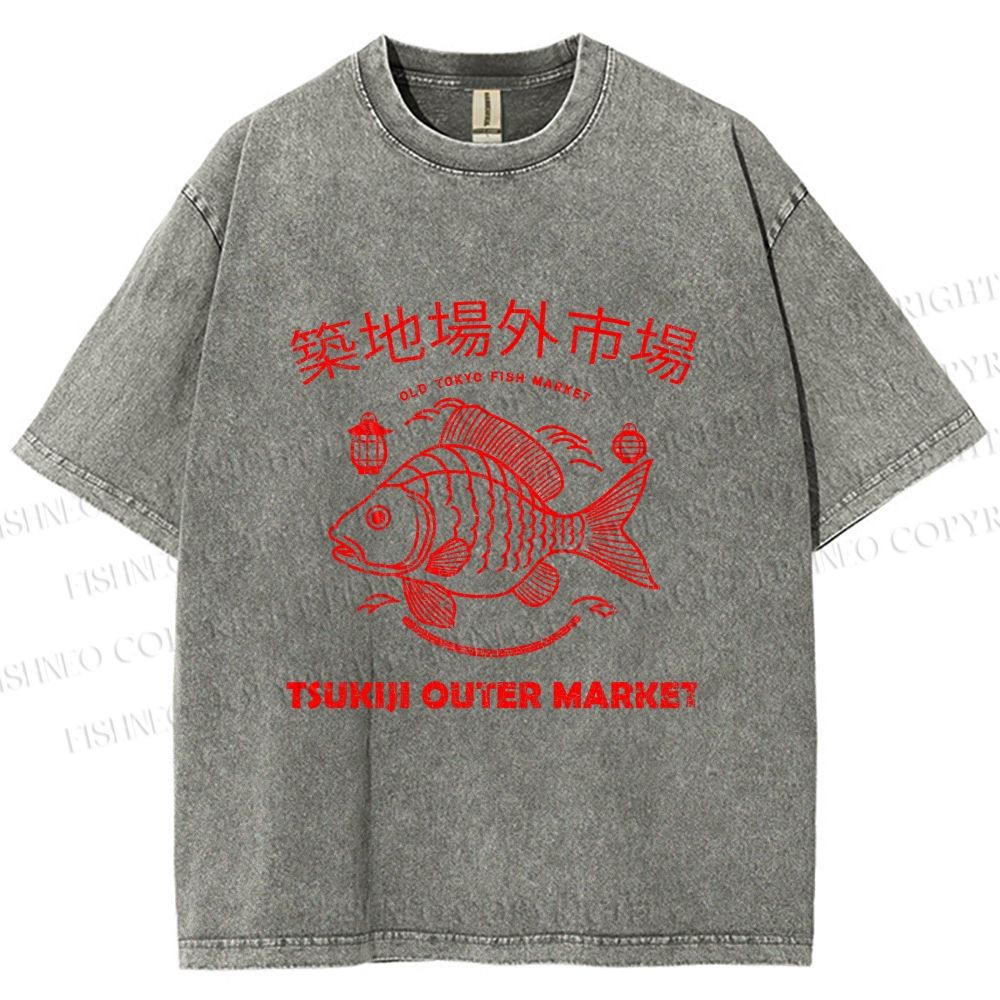 Unisex Tsukiji Outer Market Printed Washed Tee