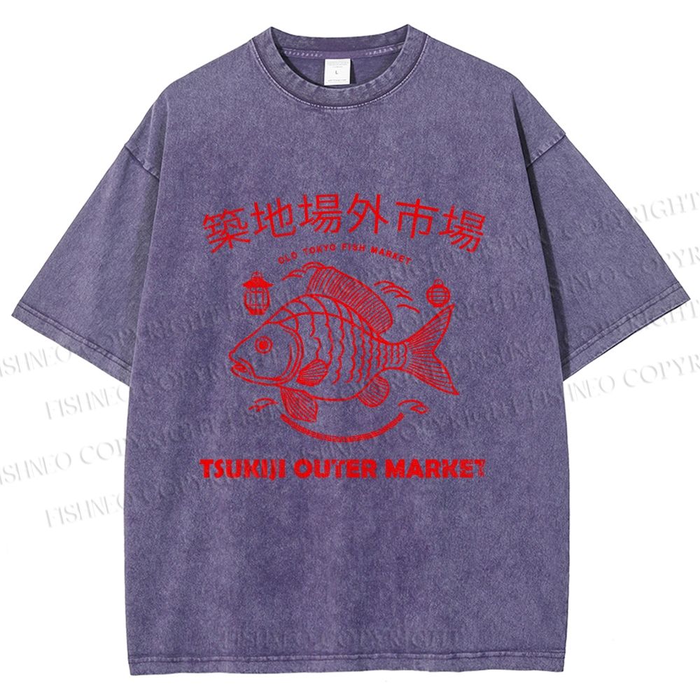 Unisex Tsukiji Outer Market Printed Washed Tee